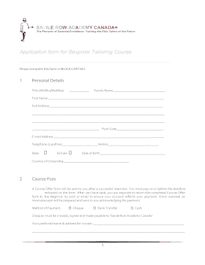 Tailoring Application Form