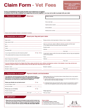 Kennel Club Insurance Claim Form