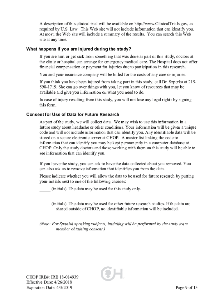  Occipital Nerve Blocks for Acute Treatment of Pediatric Migraine 2018-2024