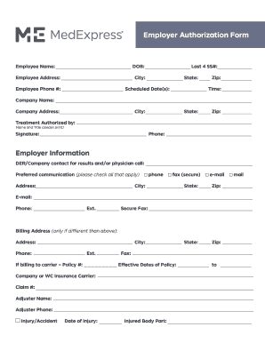 Employer Authorization Form MedExpress