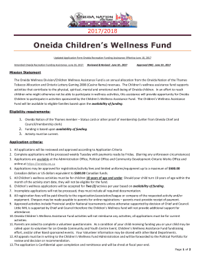 Oneida Children&#039;s Wellness Fund Oneida Nation of the Thames  Form