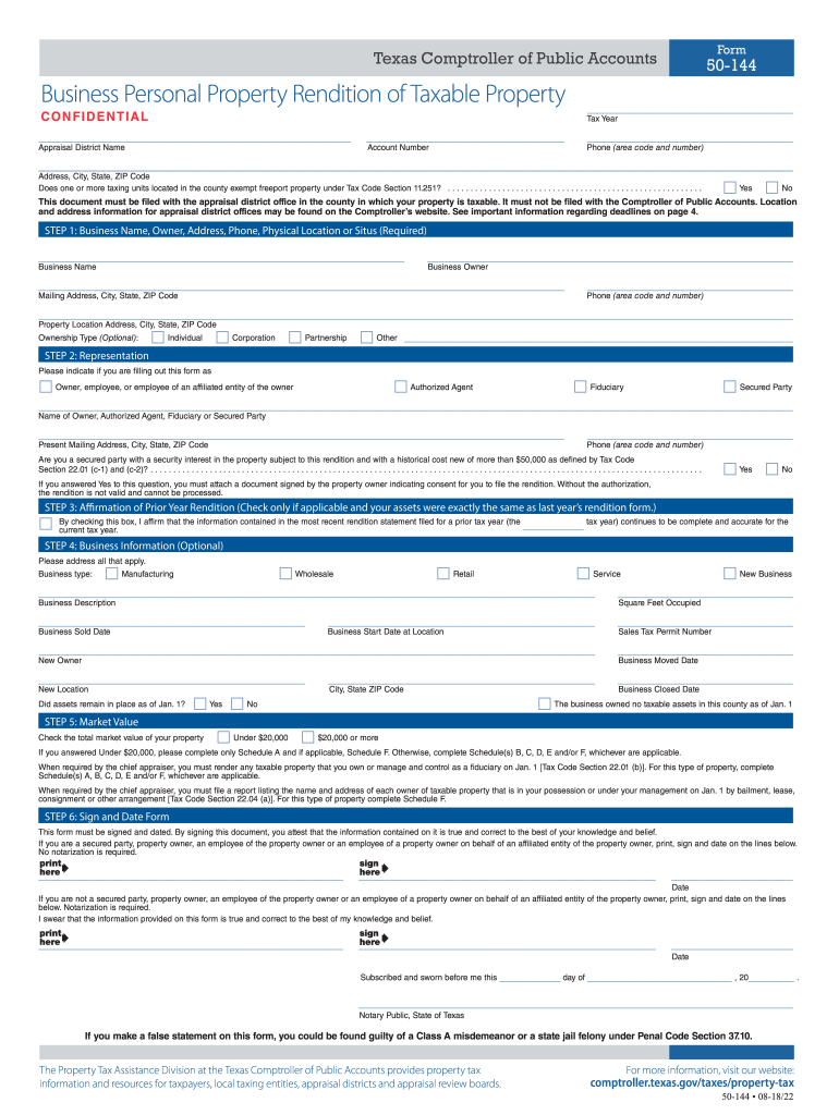  Texas Form Ta 144 2018