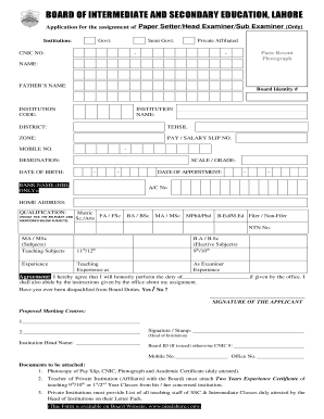 Lahore Board  Form