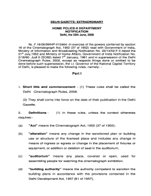 Delhi Cinematograph Rules PDF  Form