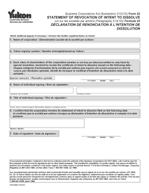 Business Corporations Act Subsection 21310 Form 22