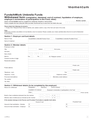 Fundsatwork Umbrella Funds Withdrawal Form