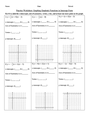 Practice Worksheet Graphing Quadratic Functions in Vertex Form Answer Key