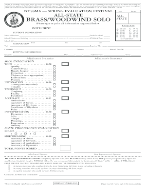 Nyssma Score Sheet  Form