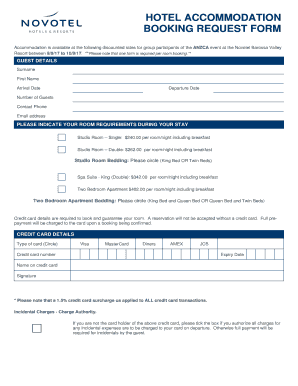 HOTEL ACCOMMODATION BOOKING REQUEST FORM