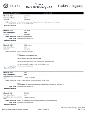 Cathpci V5 Data Dictionary  Form