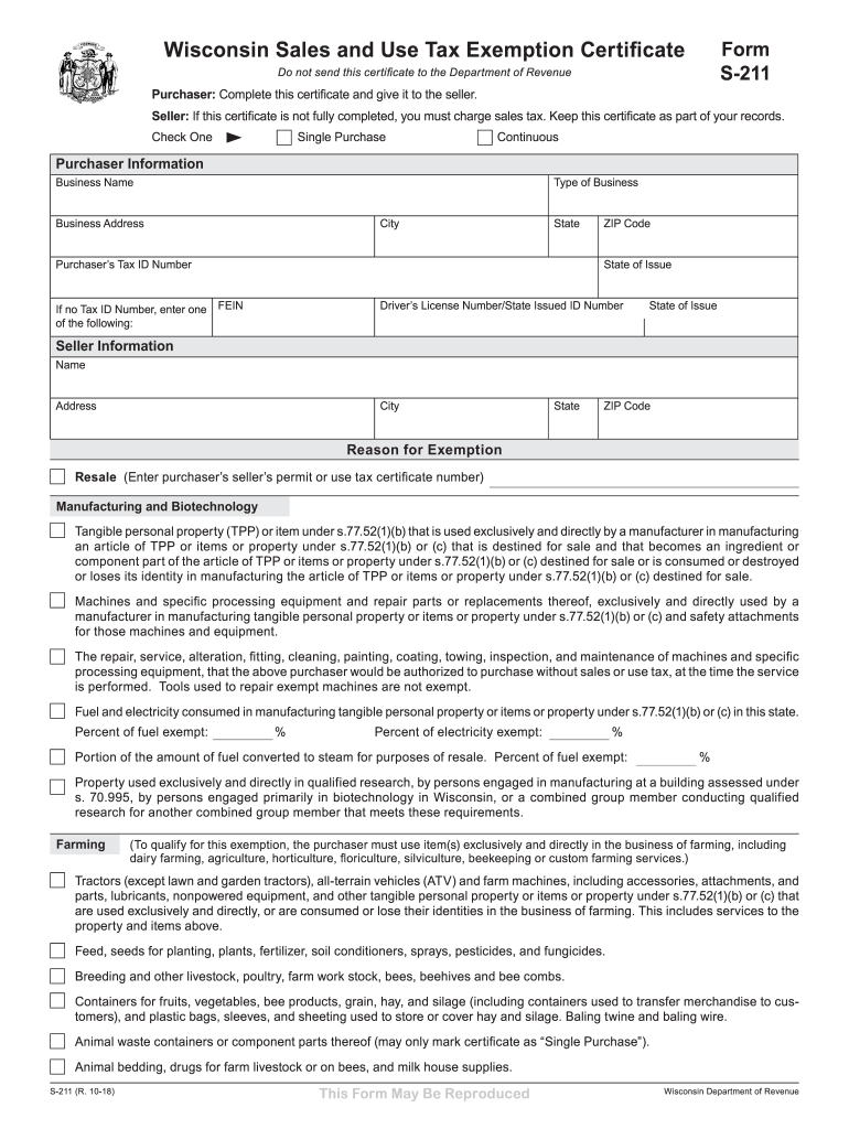  Wisconsin Tax Exempt Form 2018