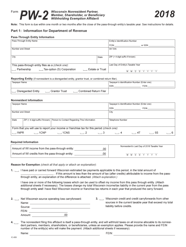  Wisconsin Form Pw 2 2018