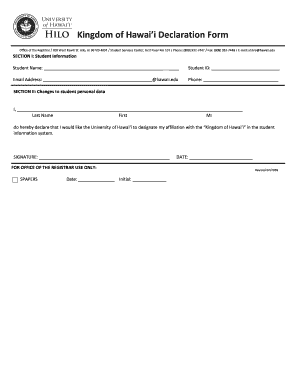 Kingdom of Hawai'i Declaration Form