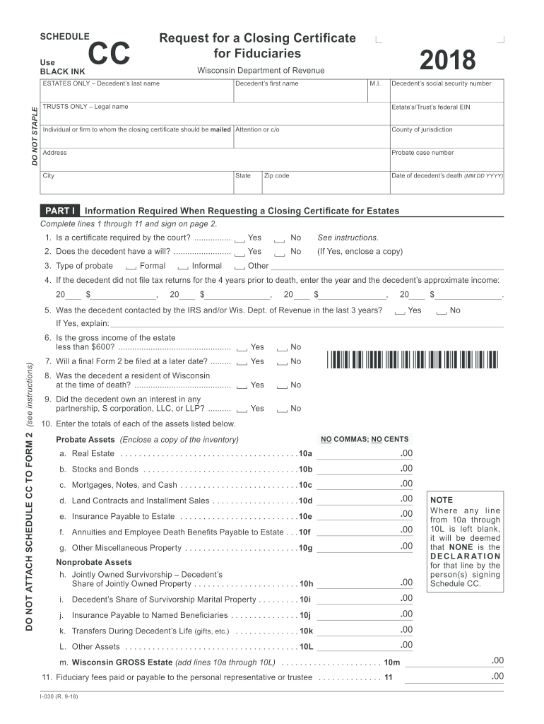  State of Wisconsin Form Cc 2020