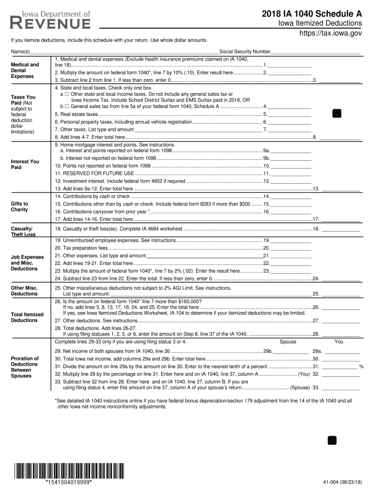 Ia Schedule a  Form