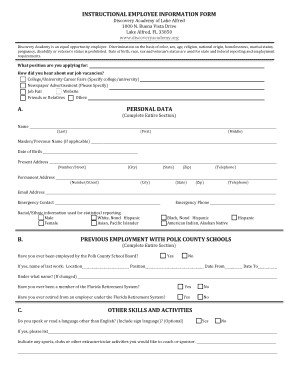 *DALA Instructional Employee Application Form