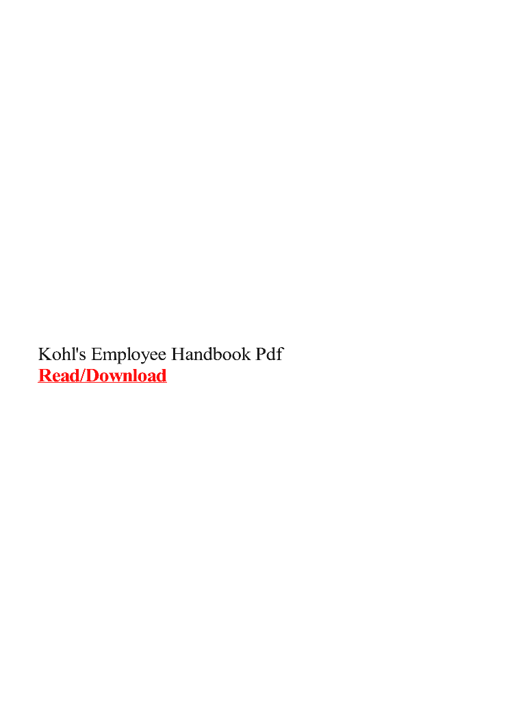 Kohl&#039;s Employee Handbook  Form