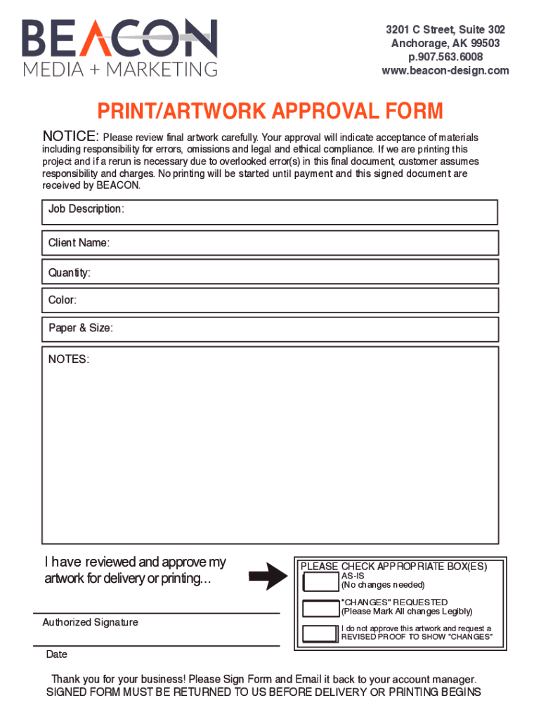 Print Artwork Approval Form