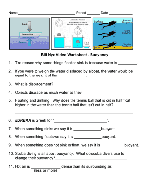 Bill Nye Buoyancy Worksheet  Form