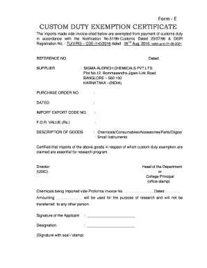 Duty Exemption Letter  Form