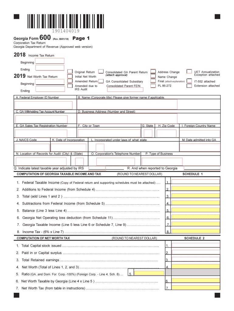  Georgia Form 600 2019