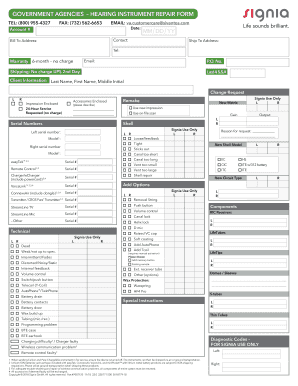 Hearing Instrument Repair Form