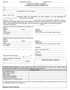 Transfer Deed  Form