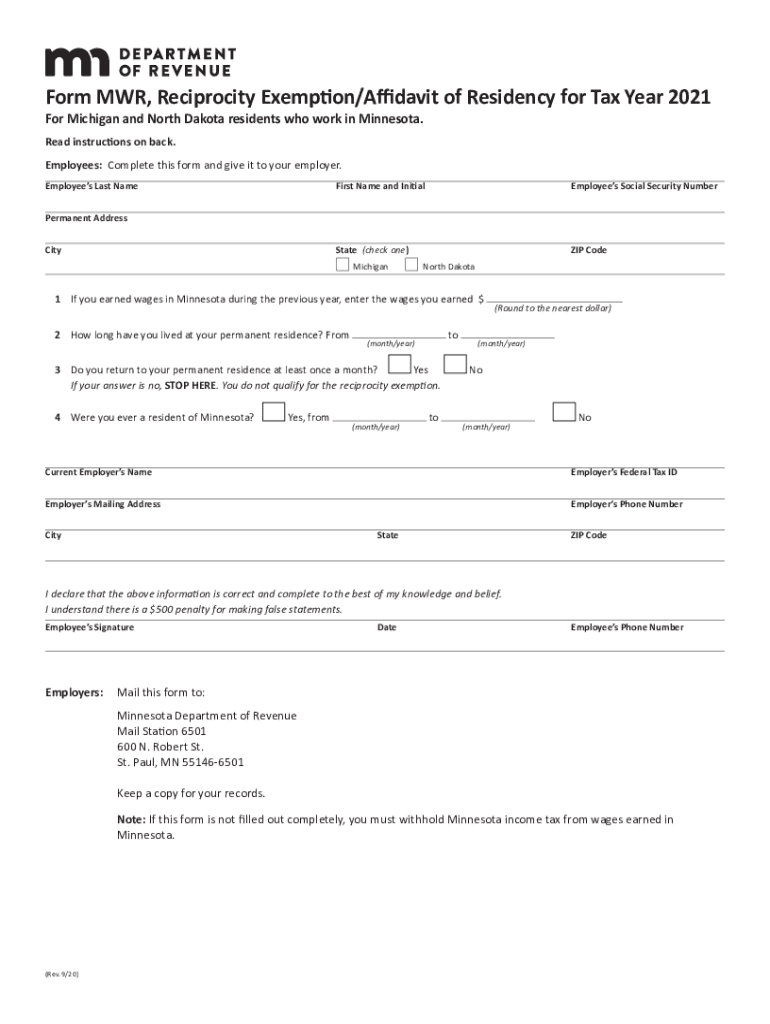 Reciprocity Exemption  Form
