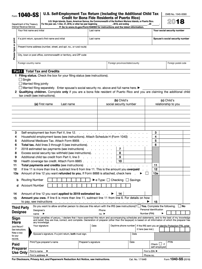 2018 1040-SS form