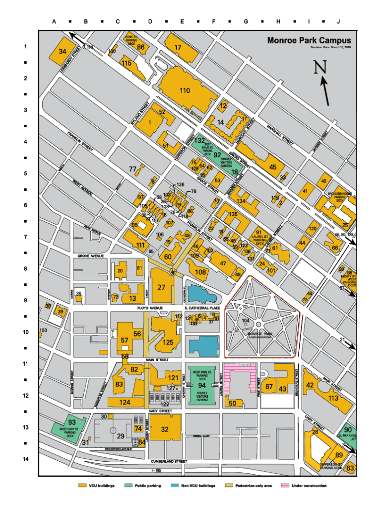  Virginia Commonwealth University VCU Monroe Park and MCV Campus Maps Maps of the Virginia Commonwealth University VCU Monroe Par 2018-2024
