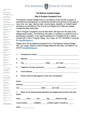 BOARD of TRUSTEES the National Judicial College Title VI  Form