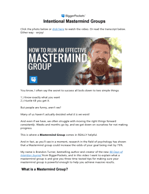 Mastermind Group Worksheets  Form