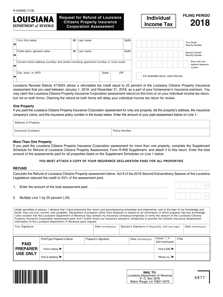  R 540ins Louisiana  Form 2018