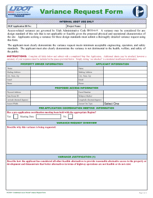 Variance Request Form Udot