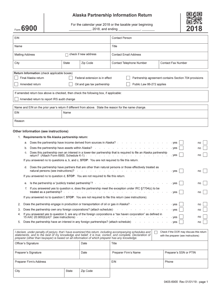  Alaska Partnership Information Return Form 6900 2019