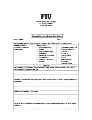 Supervision Agenda Template  Form