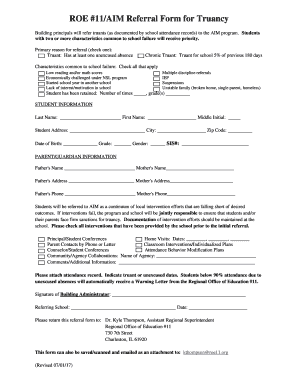 Get and Sign ROE #11AIM Referral Form for Truancy 2017-2022