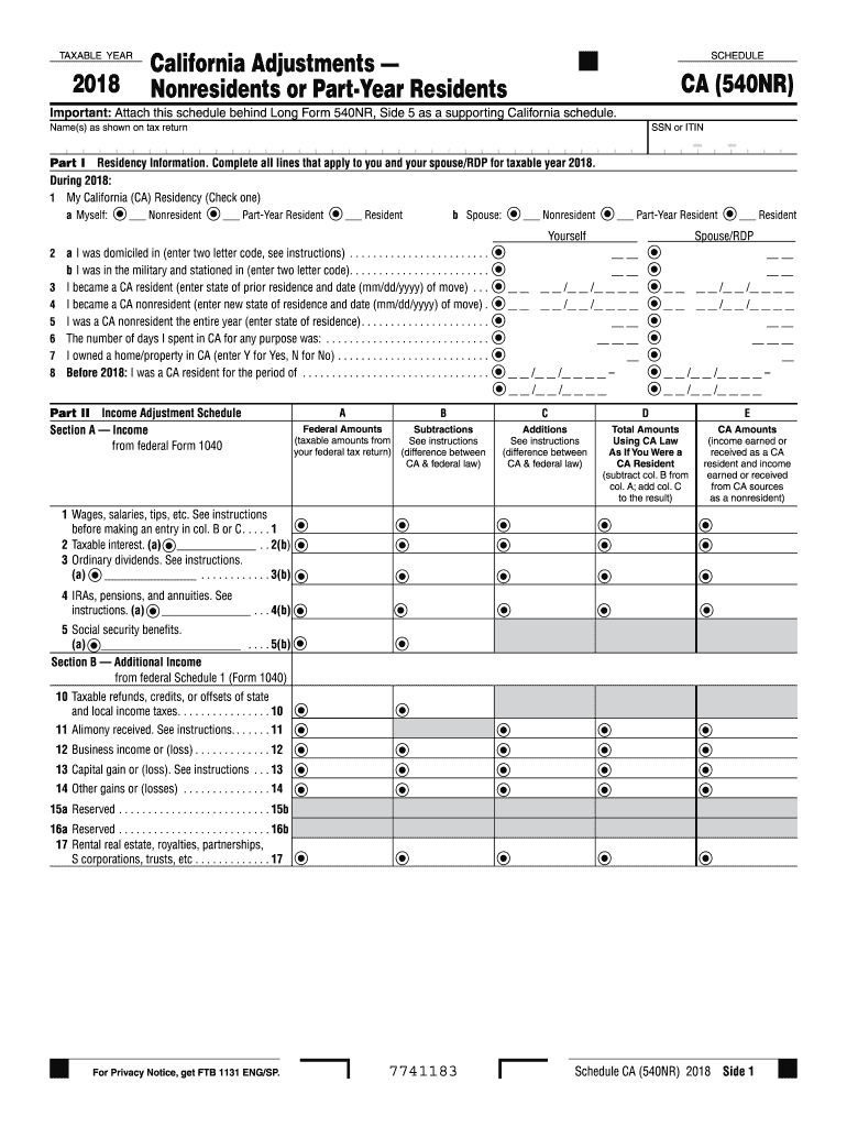  540nr Schedule 2018