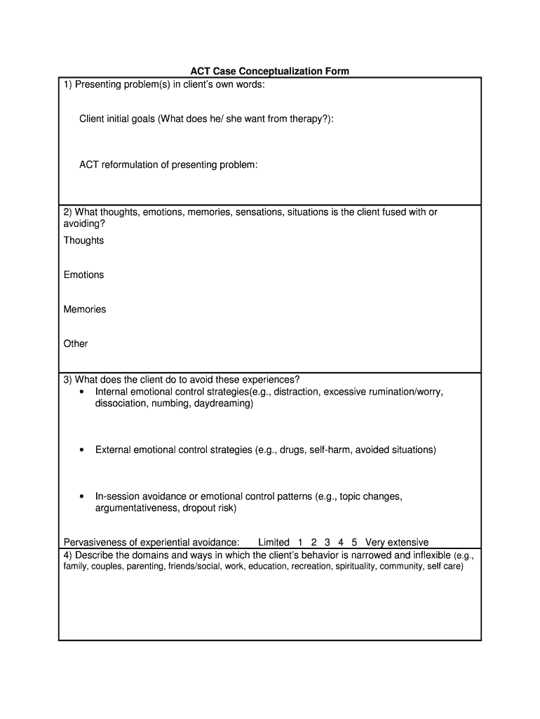 Case Conceptualization Template PDF  Form