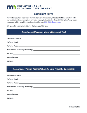 DEED Complaint Form Revised ODEOHR Complaint Form
