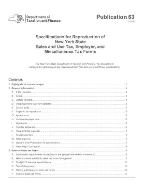  Pub 631218Specifications for Reproduction of New York State Sales and Use Tax, Employer, and Miscellaneous Tax Formspub63 2018