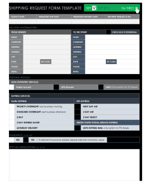 Shipping Request Form Template Excel