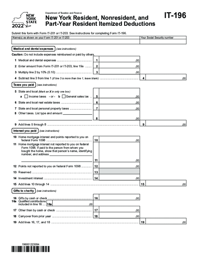  Form it 196New York Resident, Nonresident, and Part Year 2022