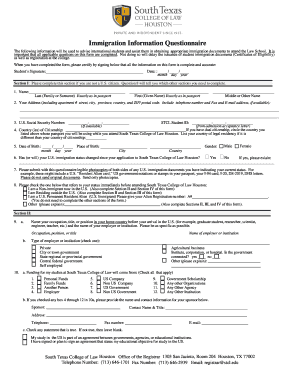 International Student Immigration Information Questionnaire PDF