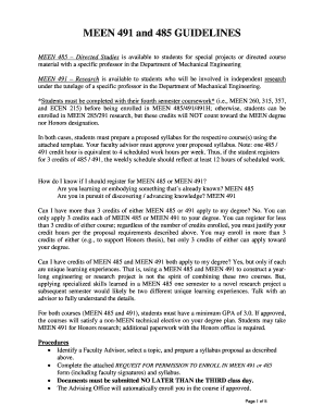 MEEN 485 Senior Thesis and 485H  Form