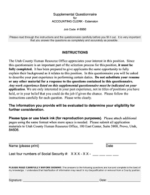 ACCOUNTING CLERK Extension  Form