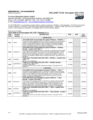 Taclane Price List  Form