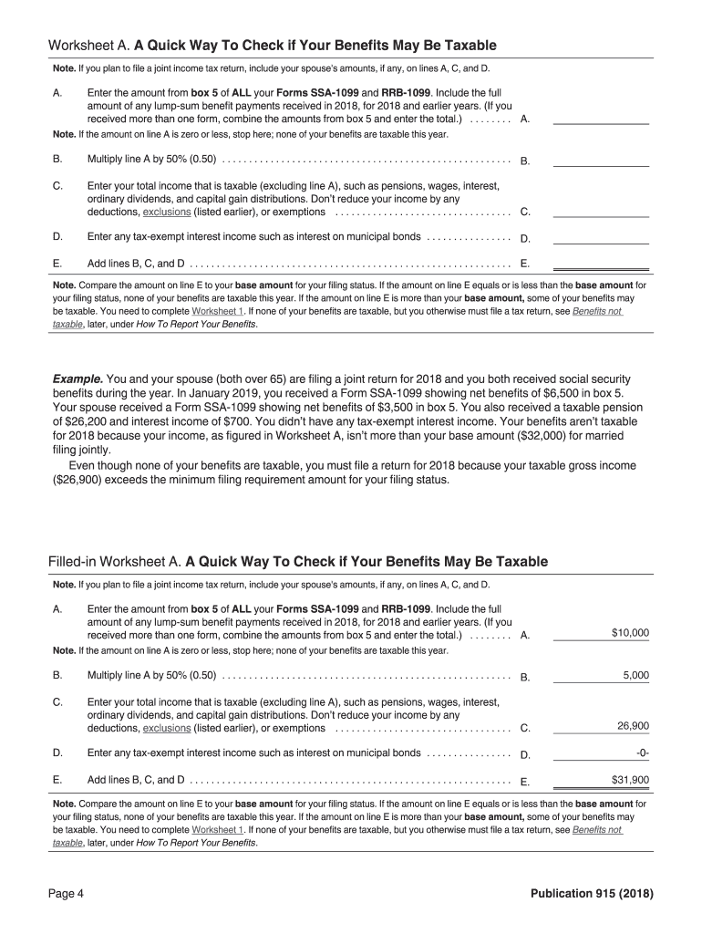  Form 915 Worksheet for 2018