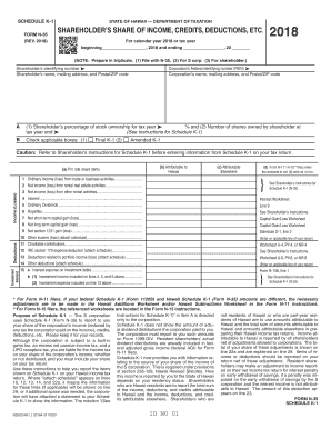  Schedule K 1 Form N 35 Rev Shareholder's Share    Hawaii Gov 2018