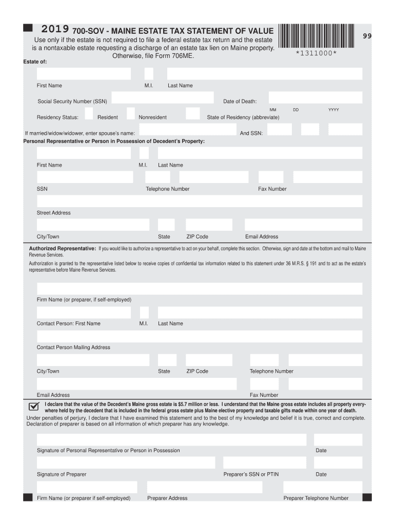  Maine Form 700 Sov 2019